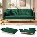 70" Futon Sofa Bed w/Adjustable Armrests, Green