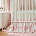Gingham Gathered Crib Skirt, Baby Boy, Baby Girl, Gender Neutral Crib Skirt, 100% Cotton, 4-Sided, Light Pink Plaid