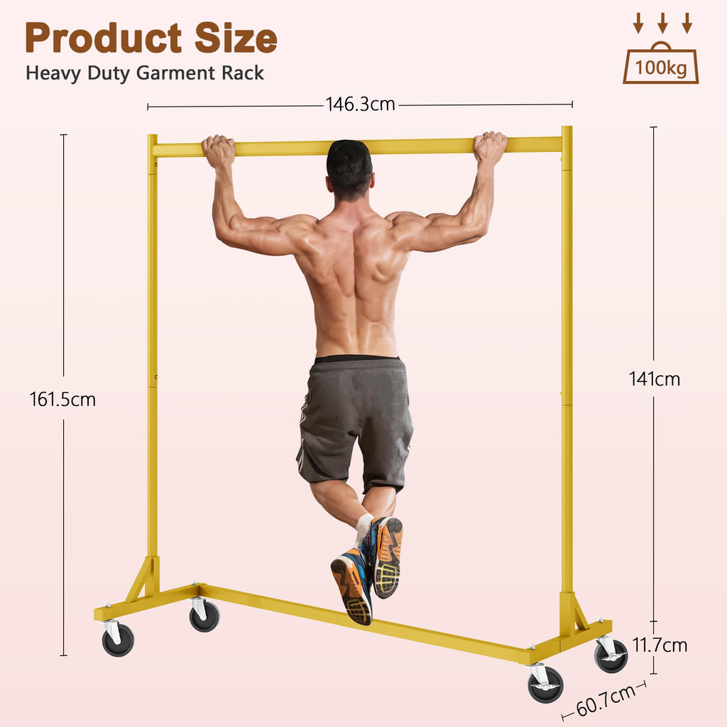 Z Rack, Rolling Clothes Racks with Z-Base, Heavy Duty Garment Rack, Clothing Racks for Hanging Clothes, Sturdy Metal