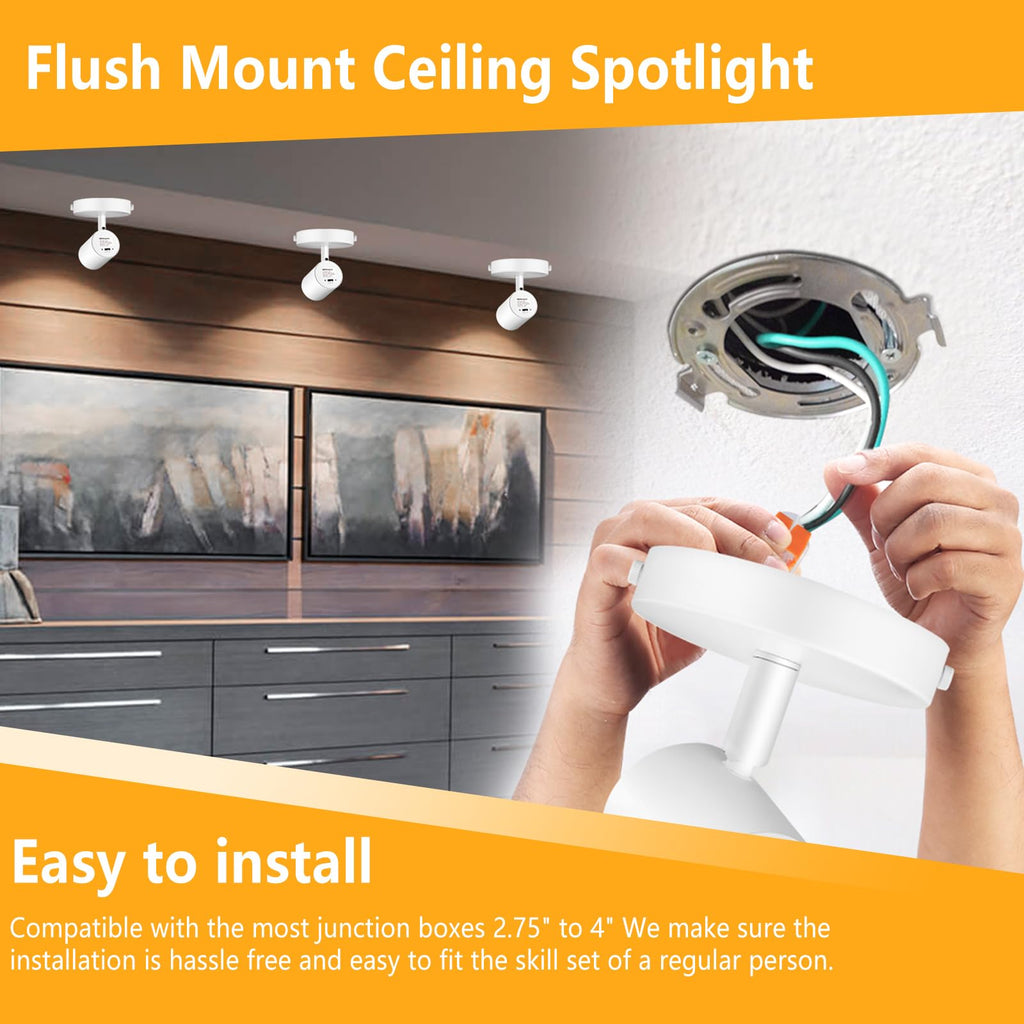 Remote Control Flush Mount Ceiling Spotlight Dimmable, 10W White