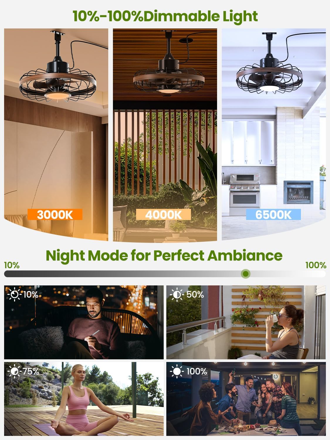 18" Outdoor Smart Ceiling Fan with Light & Remote