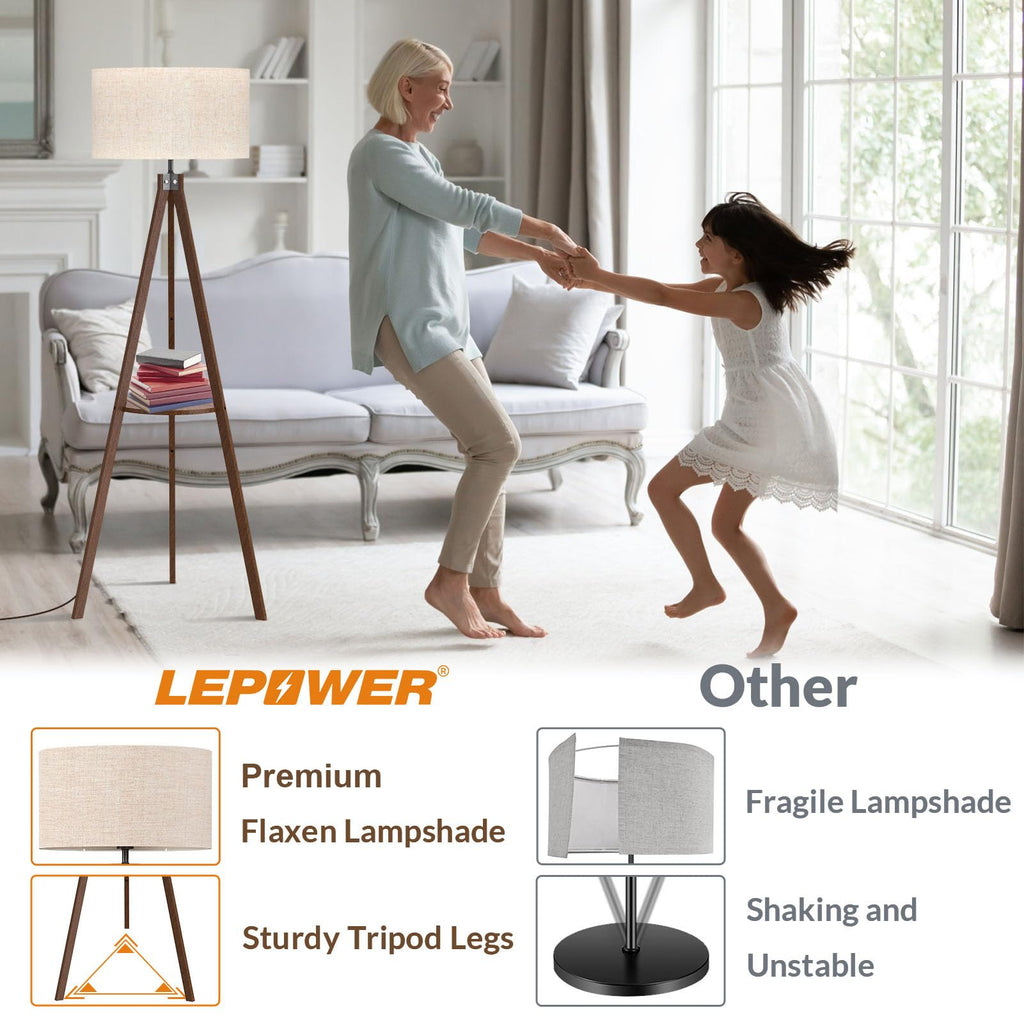 Shelf Floor Lamp Tripod Mid Century Modern Lamps