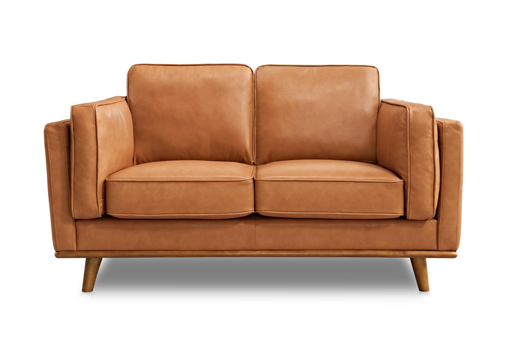 Artisan Full Leather Loveseat Sofa 66" - Pure Full Italian Nappa Leather Couch, Solid Wood Accent, Ultimate Comfort