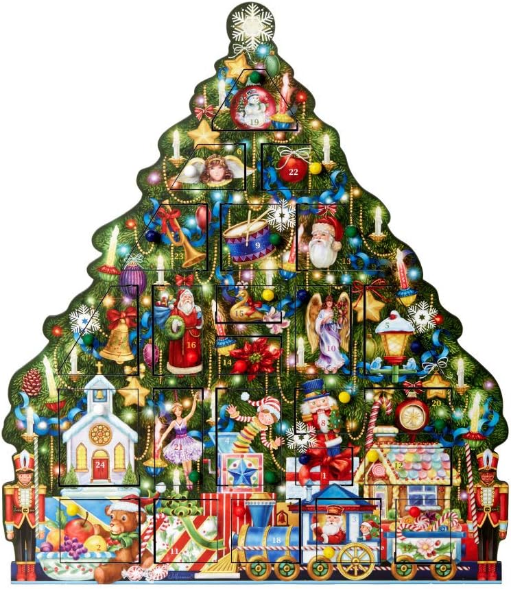 Christmas Tree Wooden Advent Calendar - Countdown to Christmas - Use Year After Year - Family Heirloom - 17" x 19 1/2"