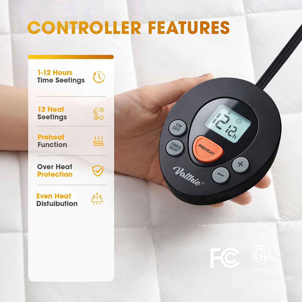 Heated Mattress Pad King Size, Electric Bed Warmer with Preheat