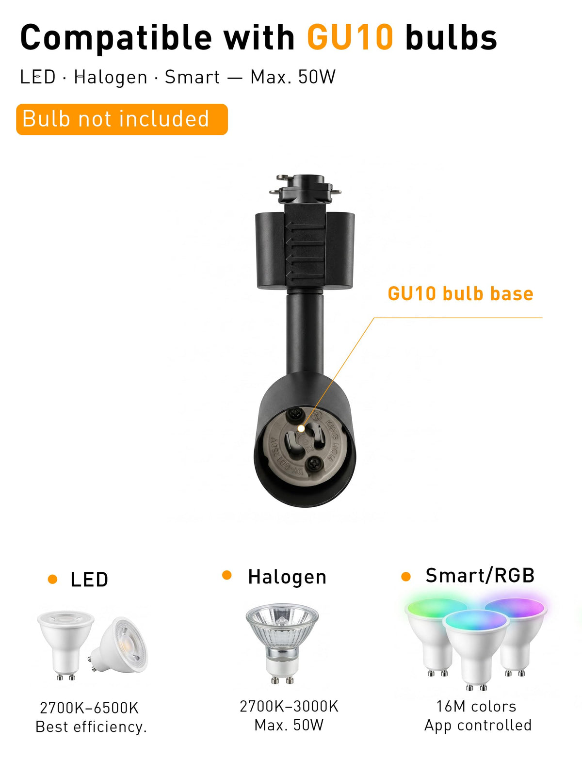12 Pack] H Type Track Lighting Heads to Gu10 Base Socket Light Direction Adjustable,Black