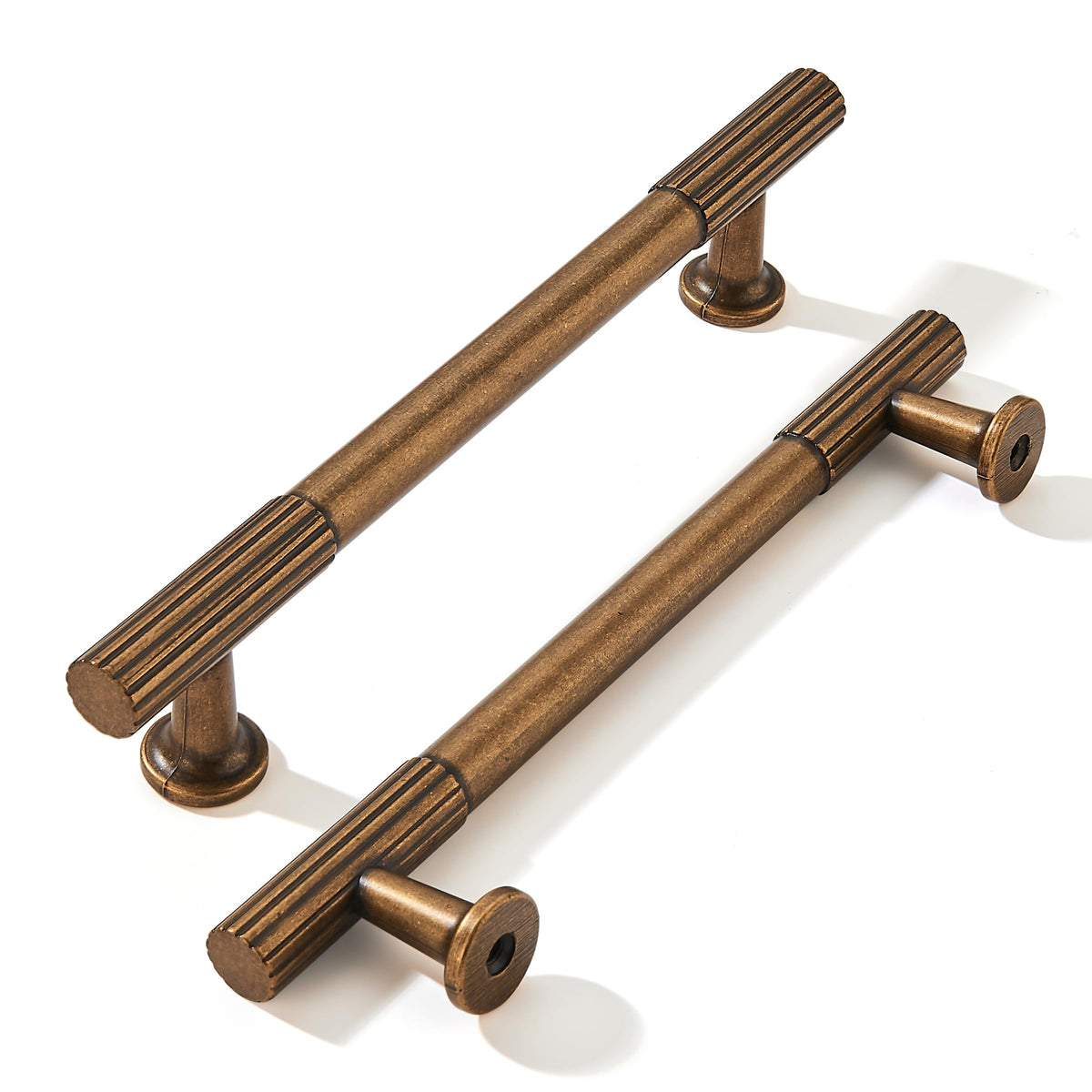 5 Inch Hole Center 2 Pack Antique Brass Heavy Duty Solid Vintage Brass Cabinet Pulls, Kitchen Drawer Handles, for
