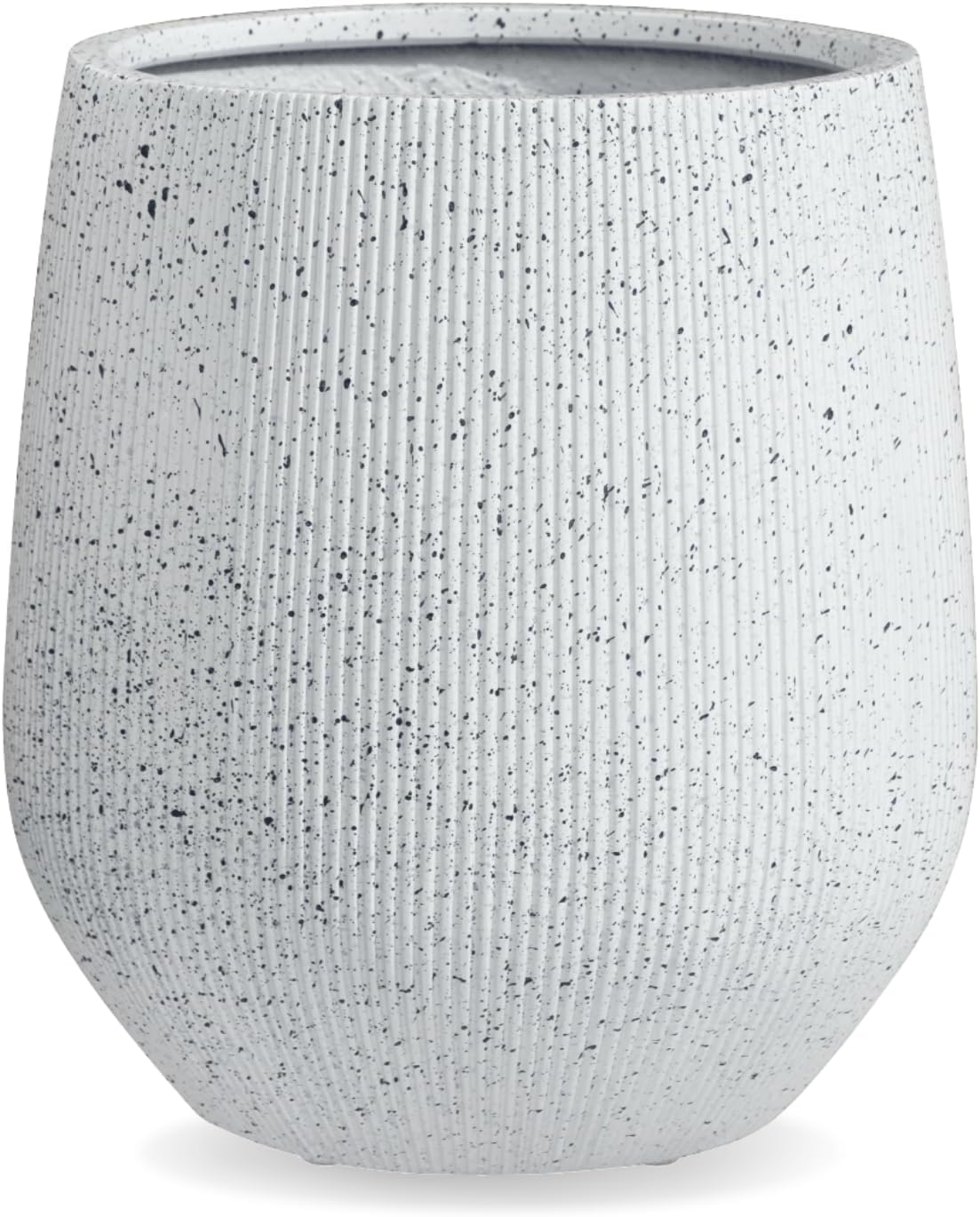 21" H x 19" D Premium Corso Fiberstone Planter - Speckled White | 15" Pot Opening, Ribbed, Included 2 Extra Coco