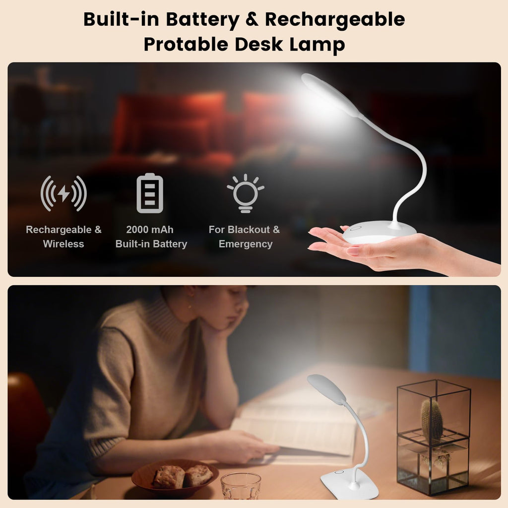 Portable Battery Powered Desk Lamp Small Rechargeable LED Table Light