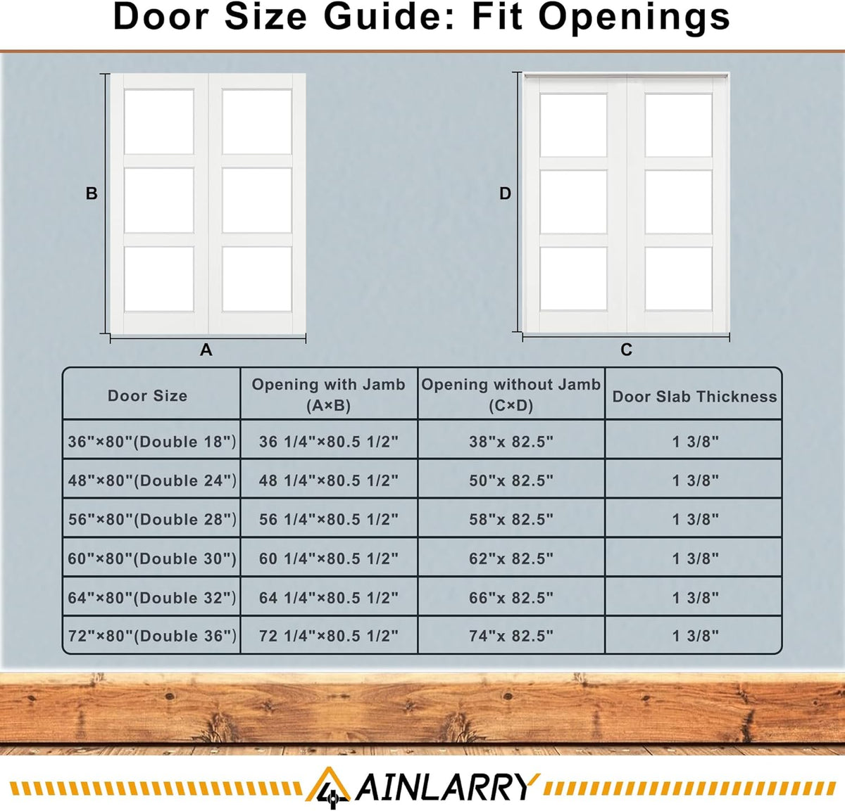60'' x 80'' (Double 30"x80") 5-Lite French Interior Tempered Frosted Glass Door Slabs for Bedroom Doors, Closet Door