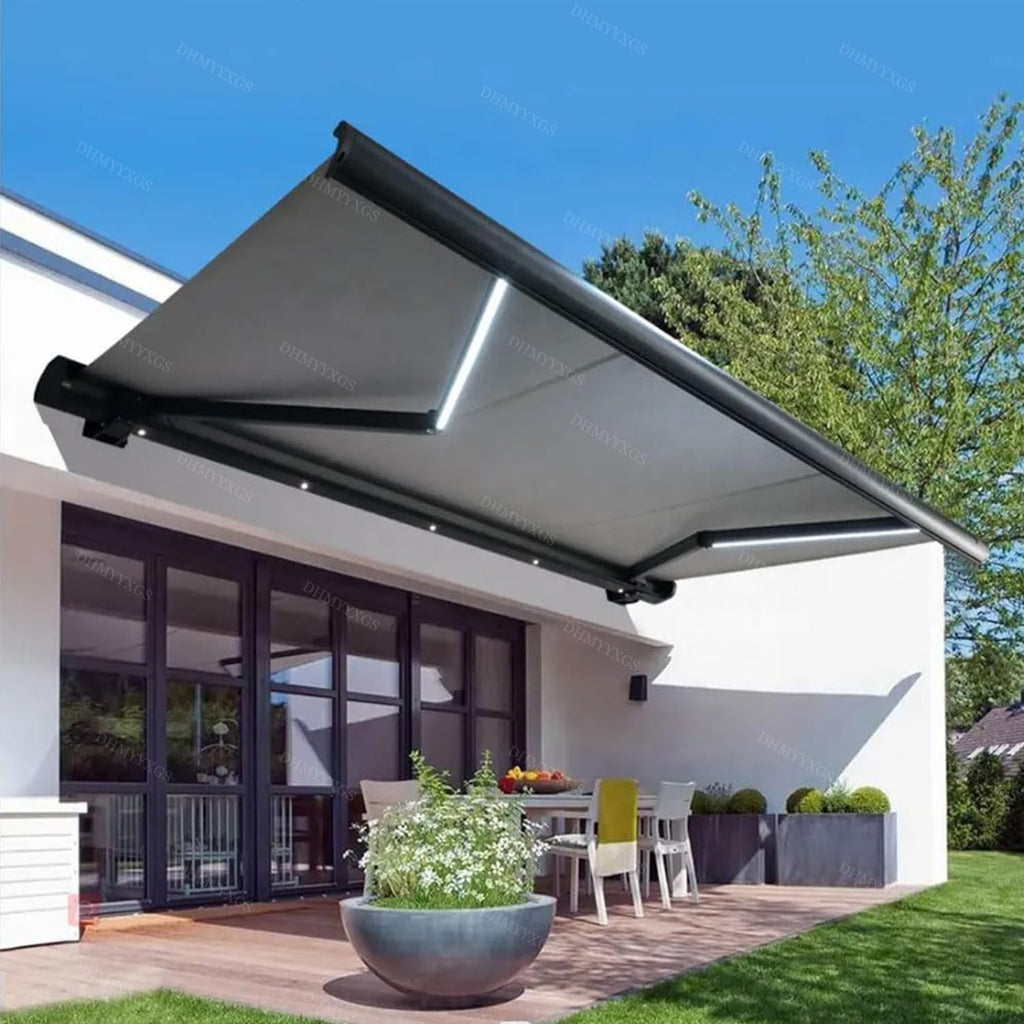 Electric Retractable Patio Awning 6.6 ft W x 4.9 ft Projection (2 x 1.5 m) - Motorized Sunshade Shelter, Waterproof & UV-Resistant Canopy for Deck, Balcony