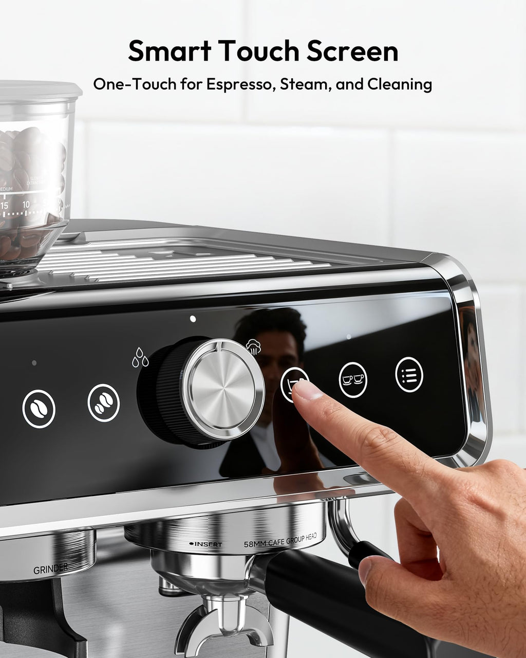 20 Bar Espresso Machine with Grinder and Milk Frother