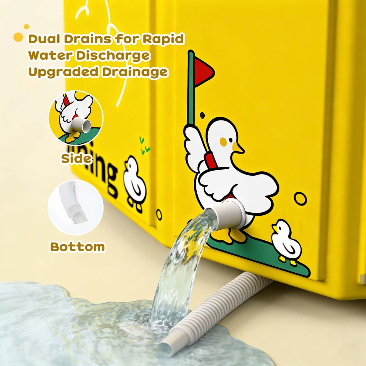 Collapsible Toddler Bathtub for Ages 1-5, Portable Foldable Baby Bath Tub with Dual Drain, No-Assembly Kids Shower