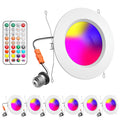 Recessed Lighting 5/6 Inch, RGBCW Color Changing E26 Can Lights with Remote
