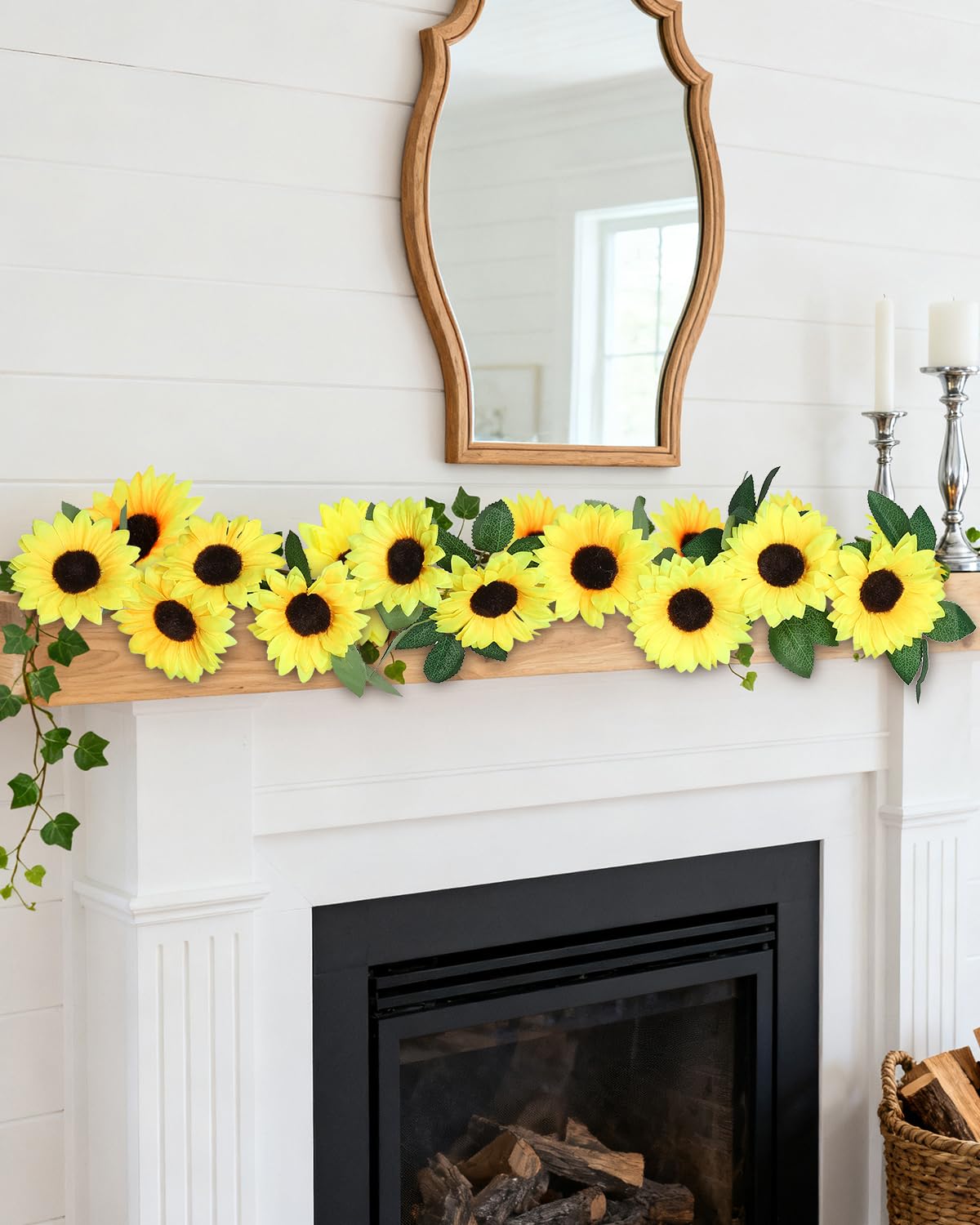 3pcs Artificial Sunflower Garland, Yellow