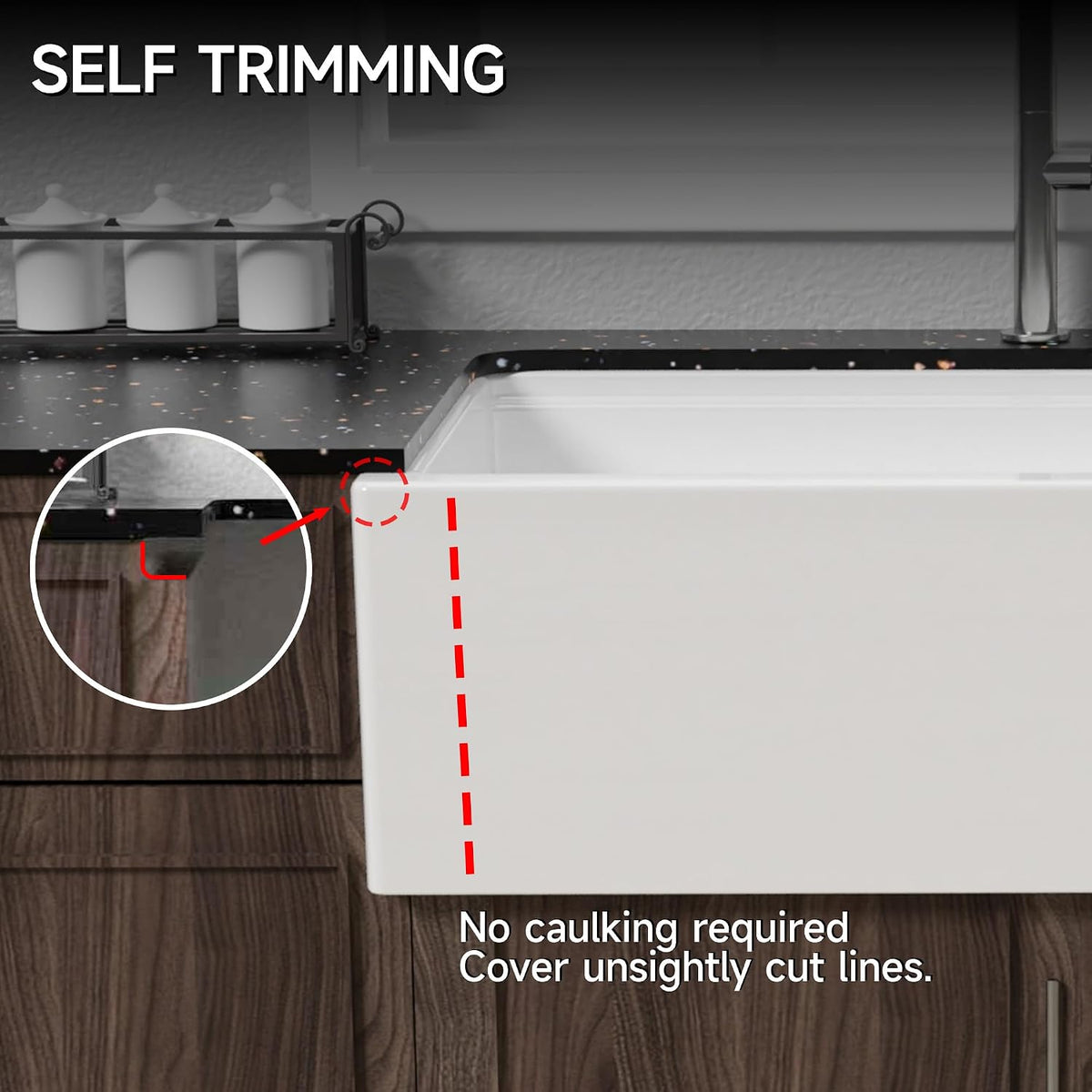 33 x 20 Inch Self-trimming Farmhouse Workstation Kitchen Sink White