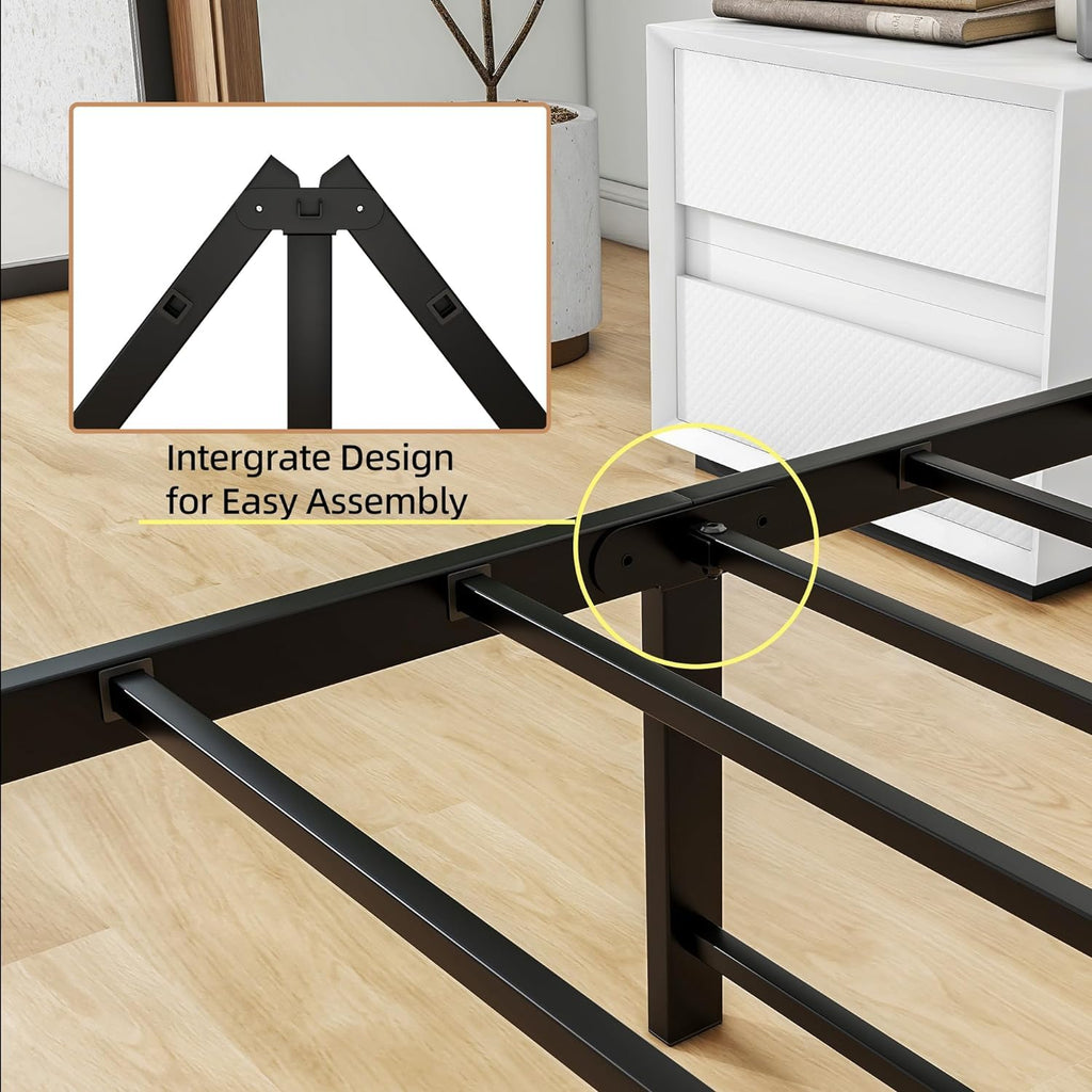 Metal Bed Frame with Headboard and Footboard Farmhouse Platform Bed Frame Under Bed Storage No Box