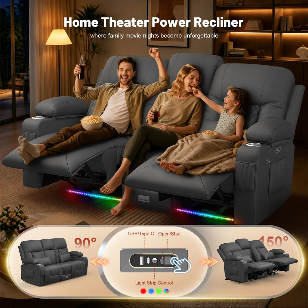 Power Loveseat Recliner Sofa, Reclining Loveseat with Console