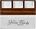 Wood Marble Cheese Board Set - Acacia & Marble Charcuterie Board with 3 Removable Ceramic Bowls & Stainless Steel
