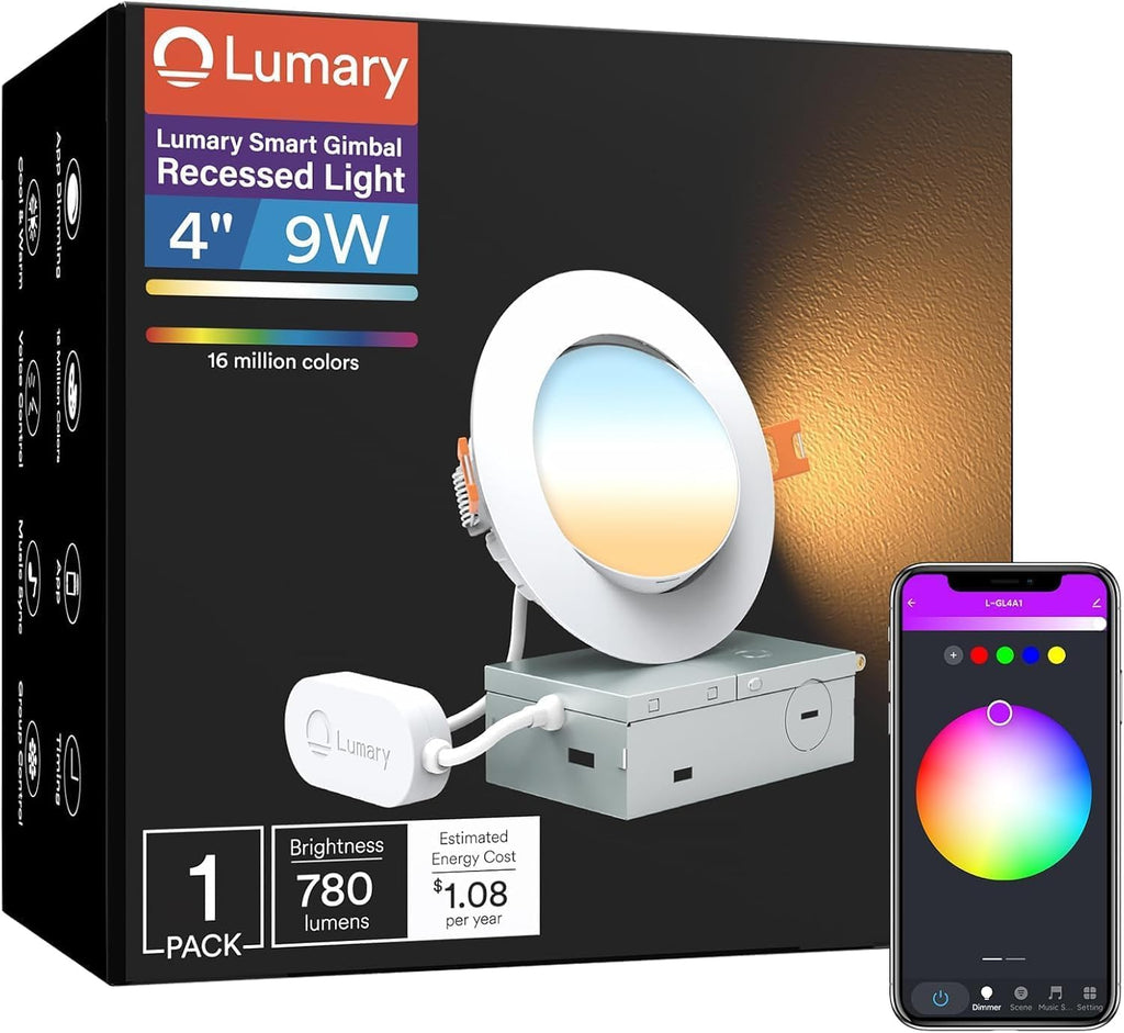 Smart Gimbal Recessed Lighting 4'', RGBWW WiFi Ceiling Can Light