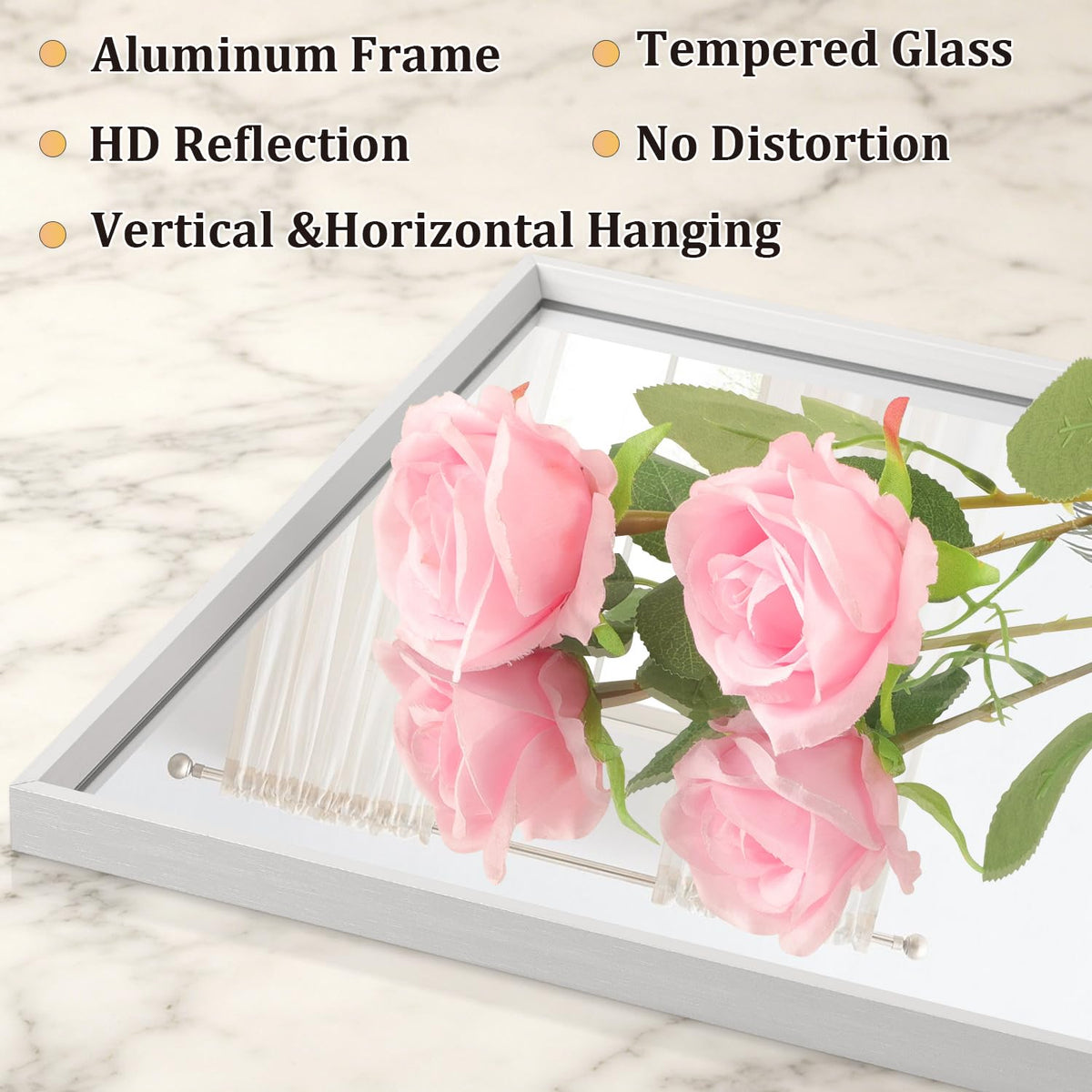 Metal Frame Mirror Rectangle Wall Mounted Mirrors Large 26"x18" Decorative Modern Bathroom Entryway Hanging