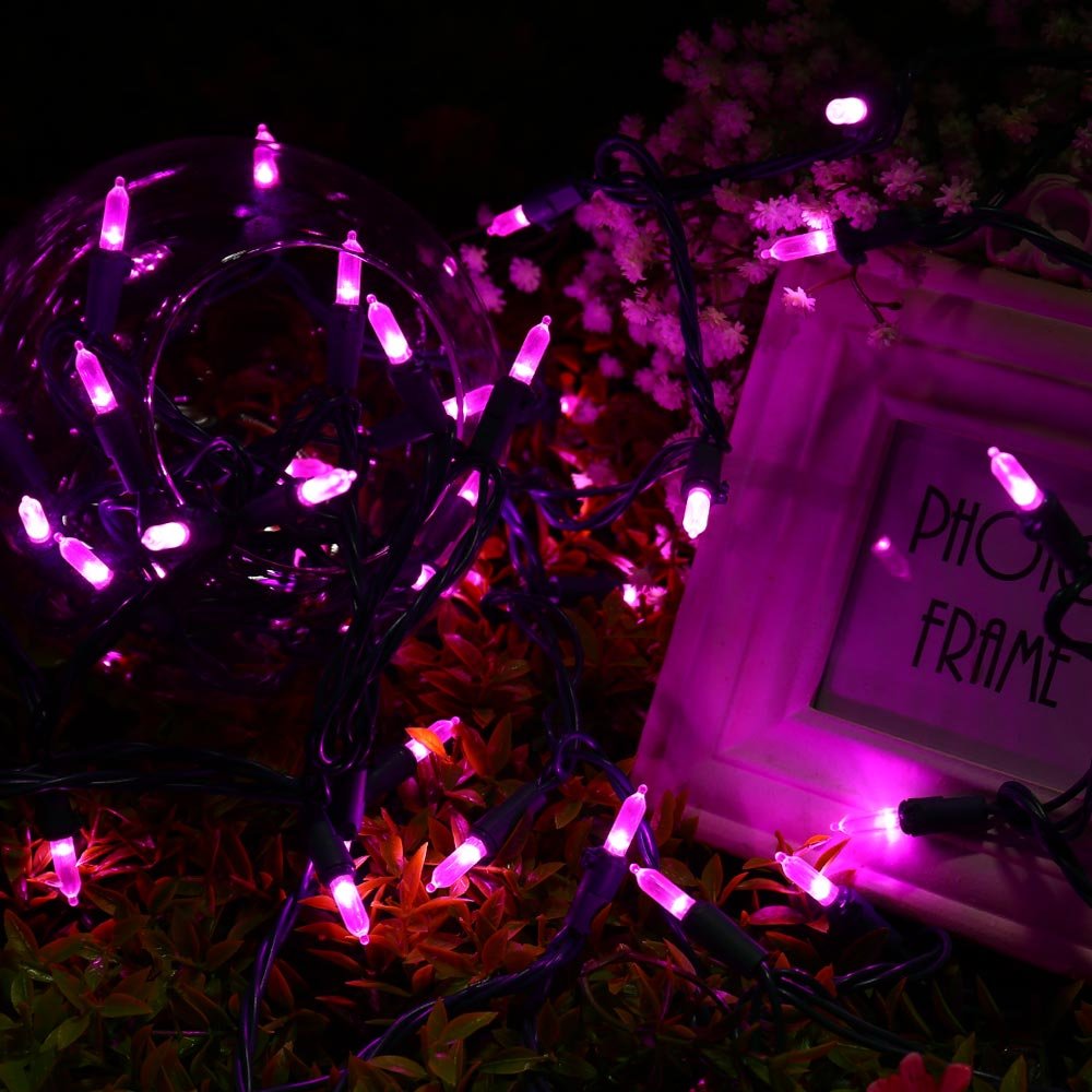 Pink Christmas String Lights Connectable, 33 ft 100 LED Tree Light