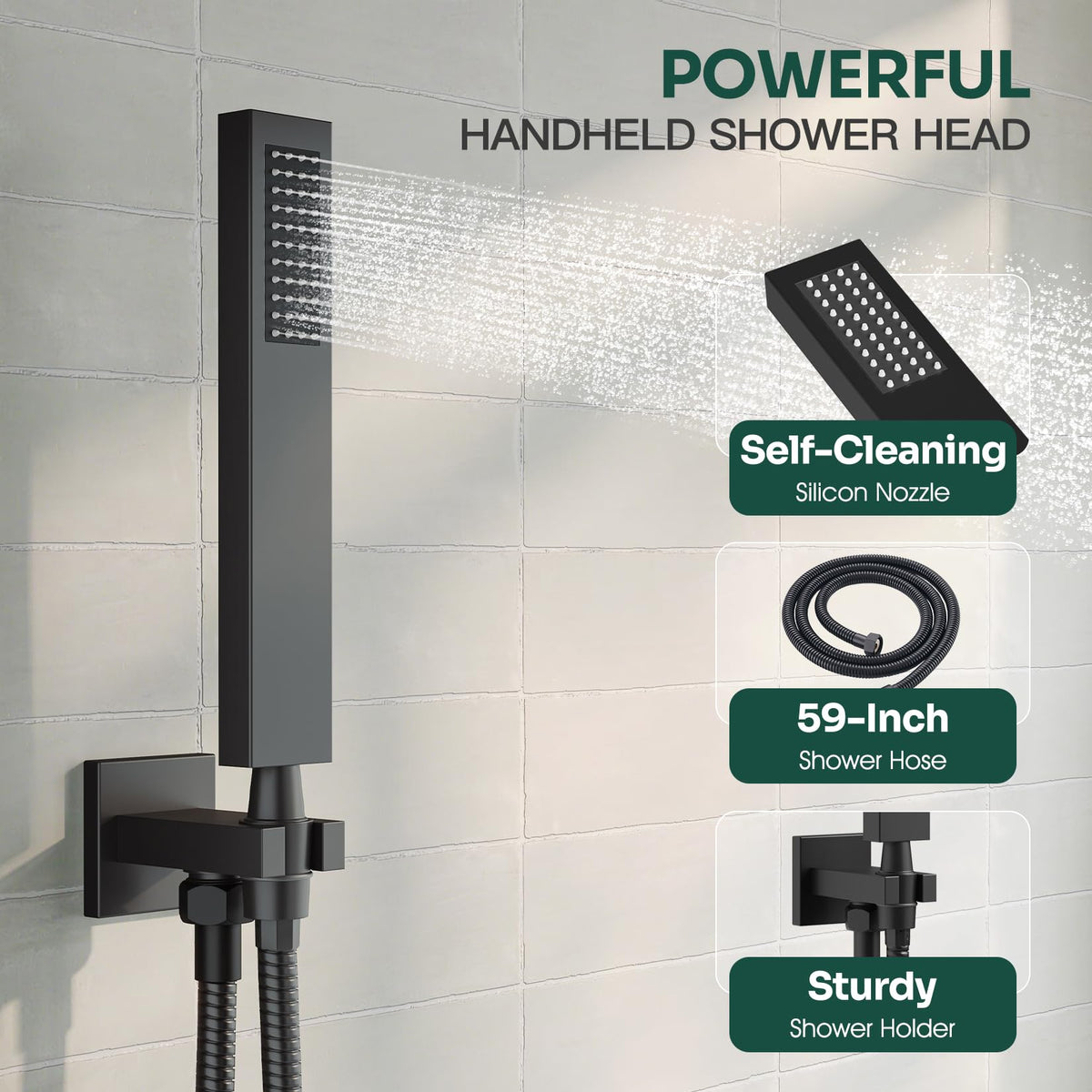 Ceiling Mount Shower System with 10" Rain Head, Handheld & Valve