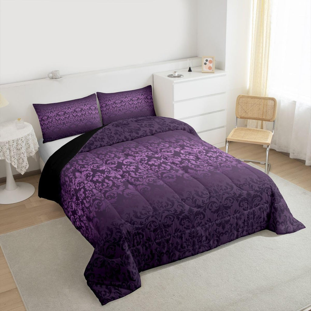 Gothic Damask Comforter Set Vintage Jacquard Bedding Set
