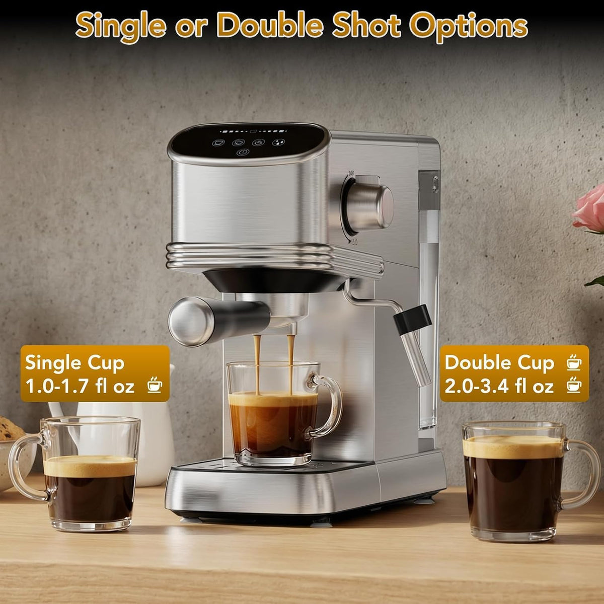Espresso Machine Stainless Coffee Machine with Milk Frother
