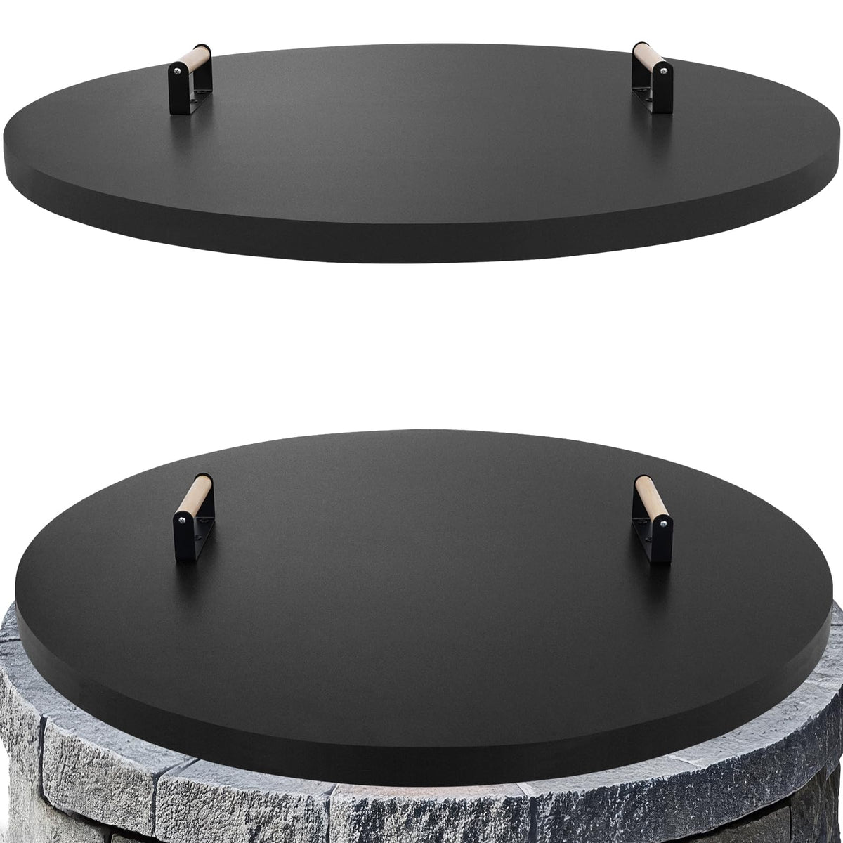 Fire Pit Lid Cover Round- 38" Powder Coated Steel Firepit Cover
