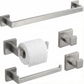 5 Piece Bathroom Hardware Set Brushed Nickel, SUS304 Stainless Steel Towel Bar Set, Modern Square Accessories with 16