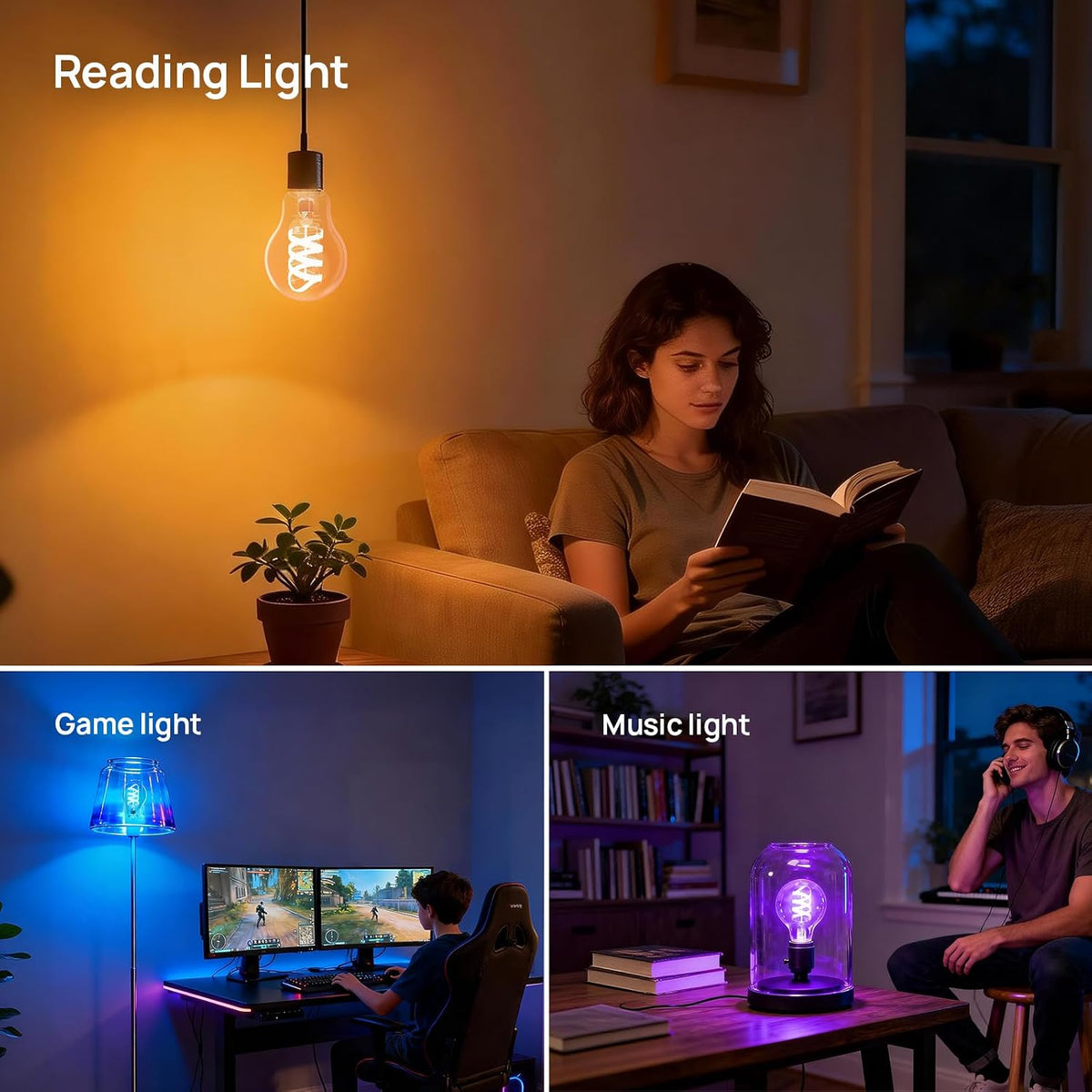 E26 Smart Edison Bulbs with Remote Control 6 Pack & Matter A19 Smart Edison Bulb 1 Pack