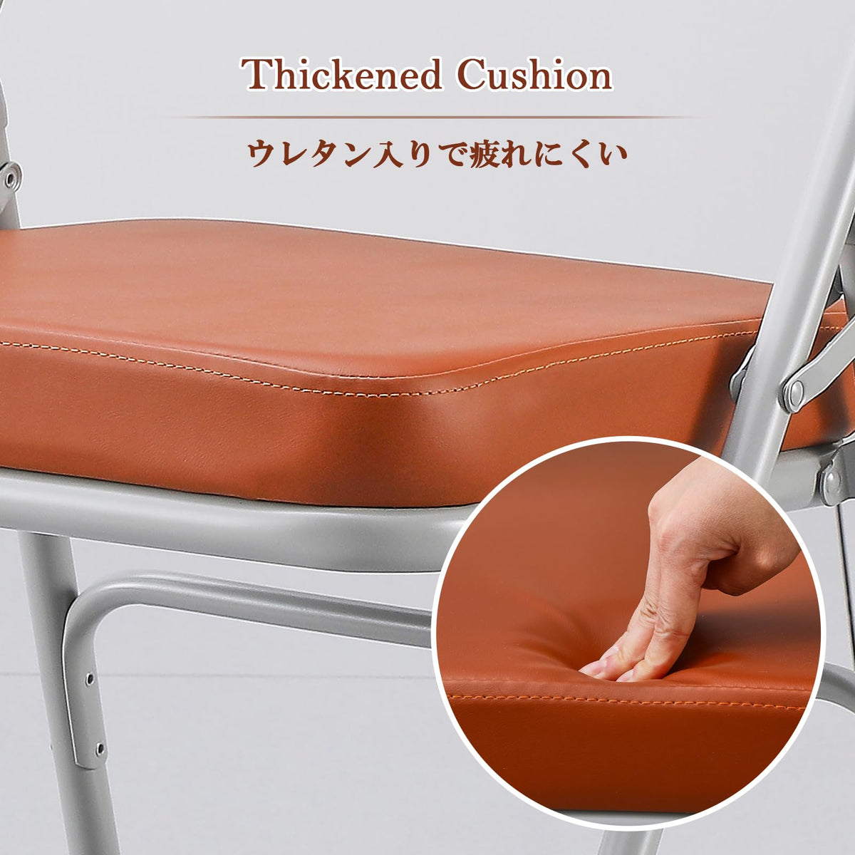 Folding Chairs with Ultra Thick Padded Seat Foldable Chair Indoor Comfortable Metal Chairs with Soft Cushion Brown
