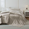 Quilt Bedding Set(Dark Khaki, 128"x120"), Luxury Waffle Weave Throw Quilt, Soft Lightweight Bedspread