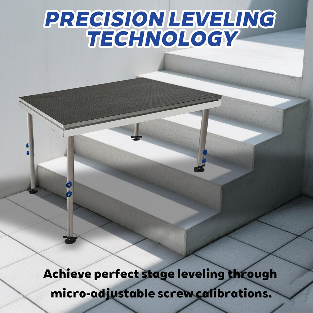 4 X 4 Portable Stage Platform Modular System with Height Adjustable Riser (24" - 39")