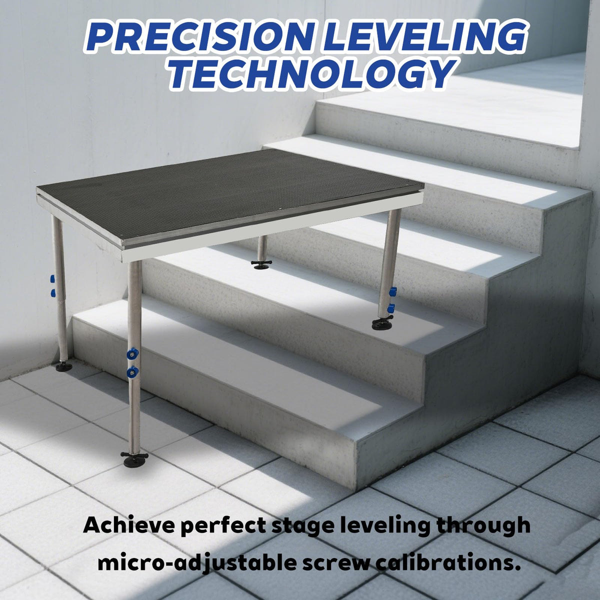 4 X 4 Portable Stage Platform Modular System with Height Adjustable Riser (24" - 39")