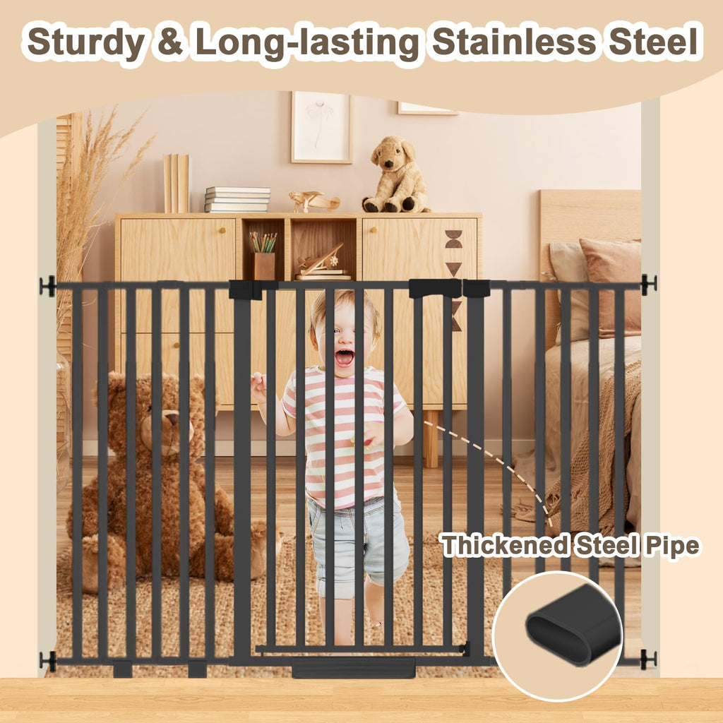 Extra Wide Baby Gate Fits 30-63 Inch Wide Opening, Toddler Pet Gate for Stairs Doorways Hallways Indoor, Walk Thru