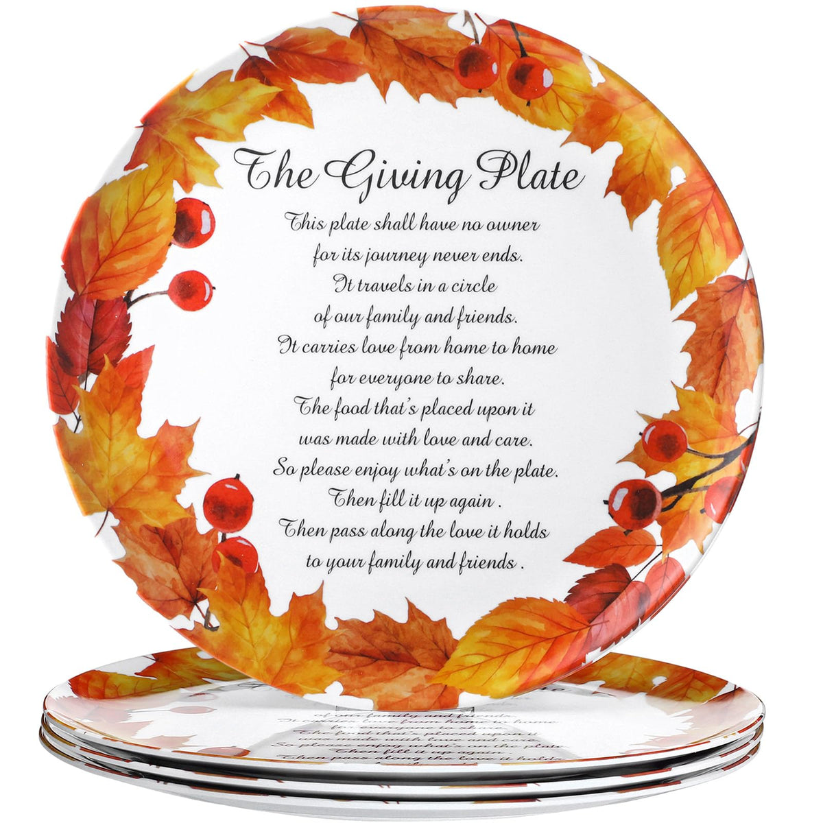 4 Pcs Melamine Thanksgiving Maple Plates Fall Dinnerware 10 Inch