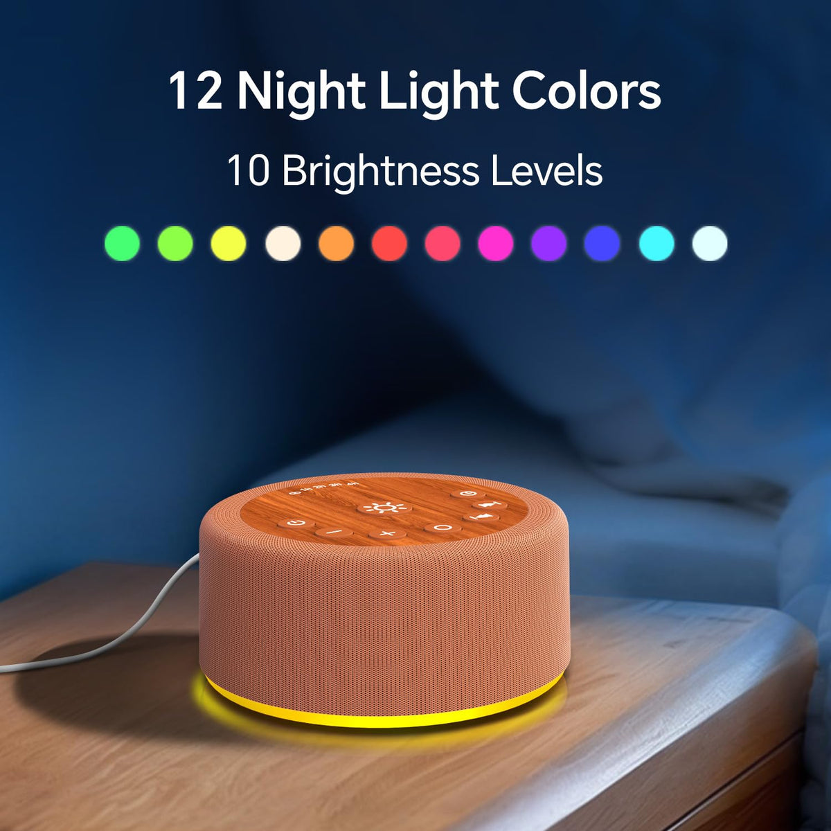Sleep Sound Machine White Noise Machine with 30 Sounds Non Looping Sounds 12 Night light Colors with 5 Sounds Timers 36 Adjustable
