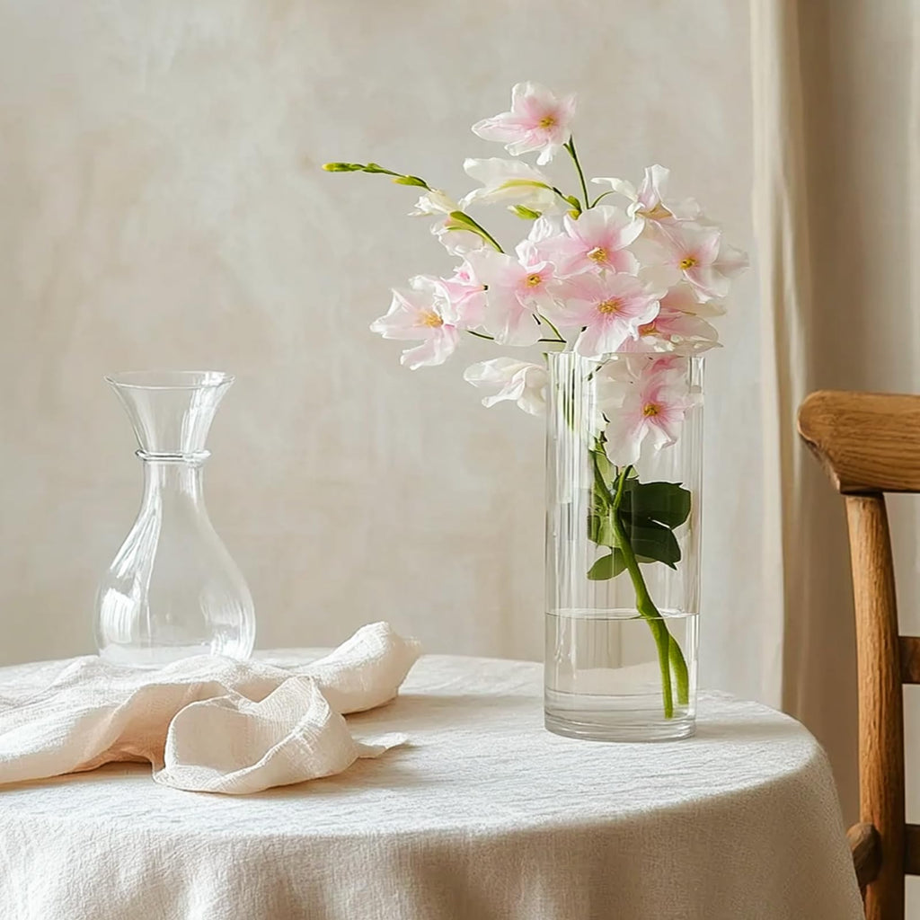 12pcs 8 Inch Clear Glass Cylinder Vases for Centerpieces