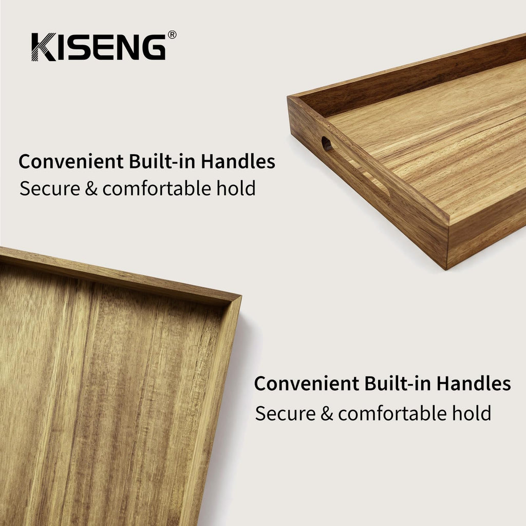 Acacia Wood Serving Trays with Handles