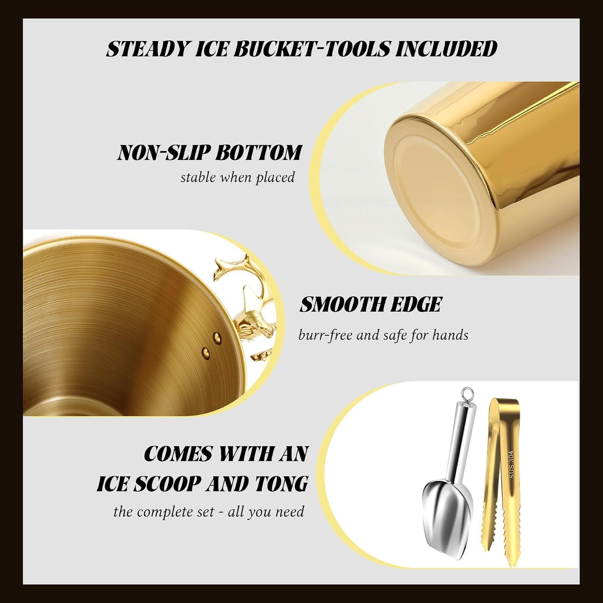 Champagne Bucket with Stand,Ice Bucket kits with Stand (Antler Gold, 1 pack)
