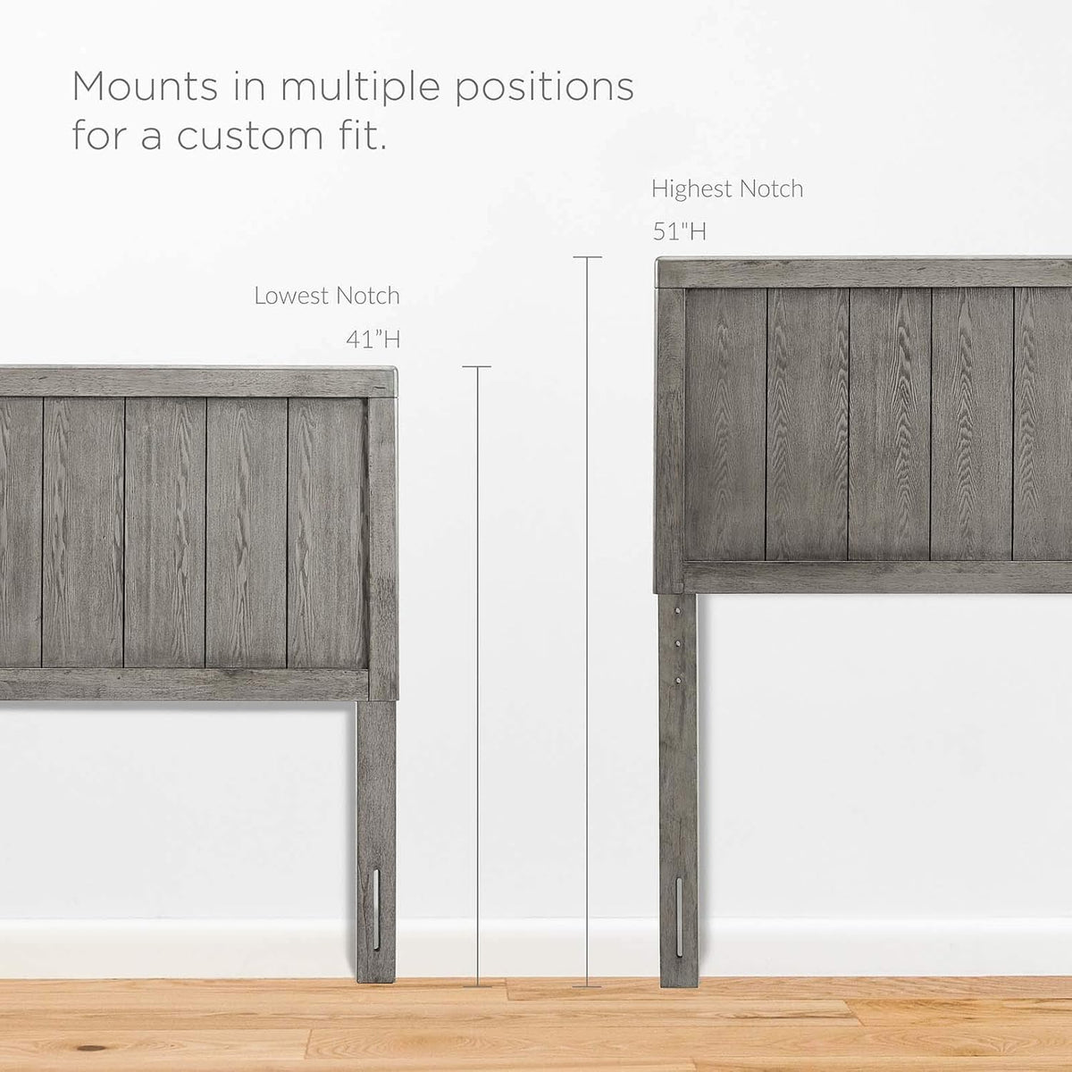 King Wood Headboard, Gray