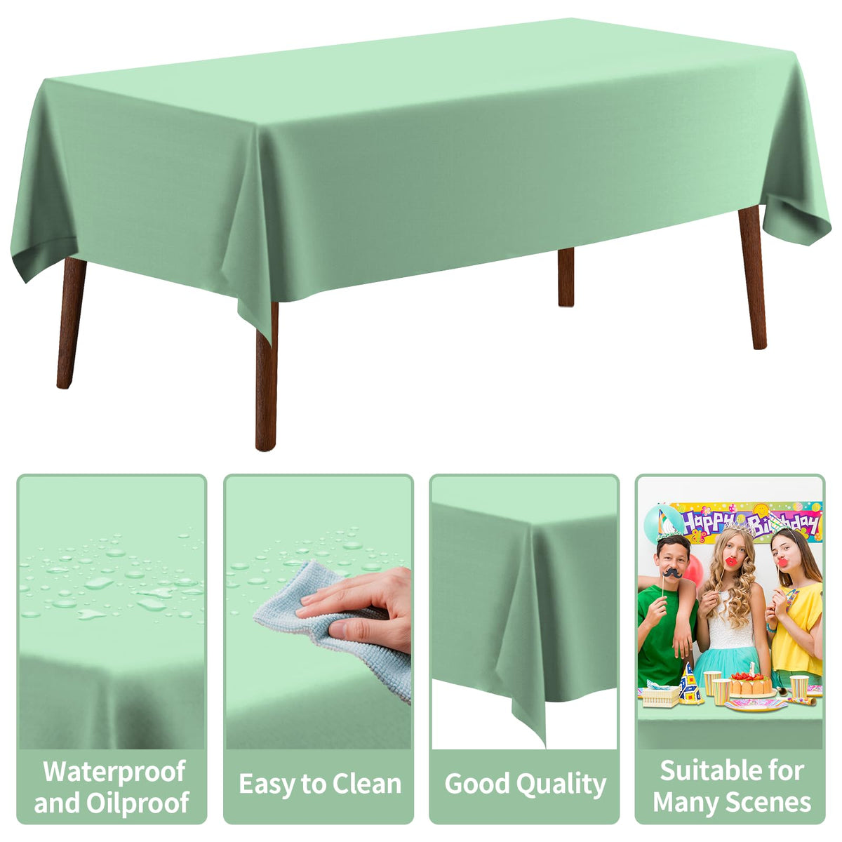 54 Inch X 300 Feet Plastic Table Cover Roll Disposable Tablecloth with Slide Cutter for All Type/Shape Tables