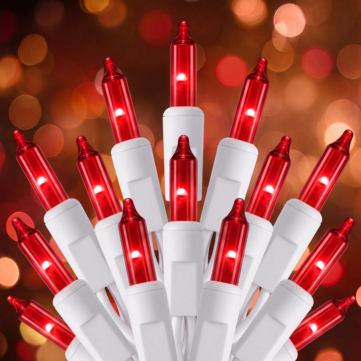 Red Christmas String Lights, 100 Count Incandescent Valentines Day Decorations Outdoor, 20FT Connectable Valentine