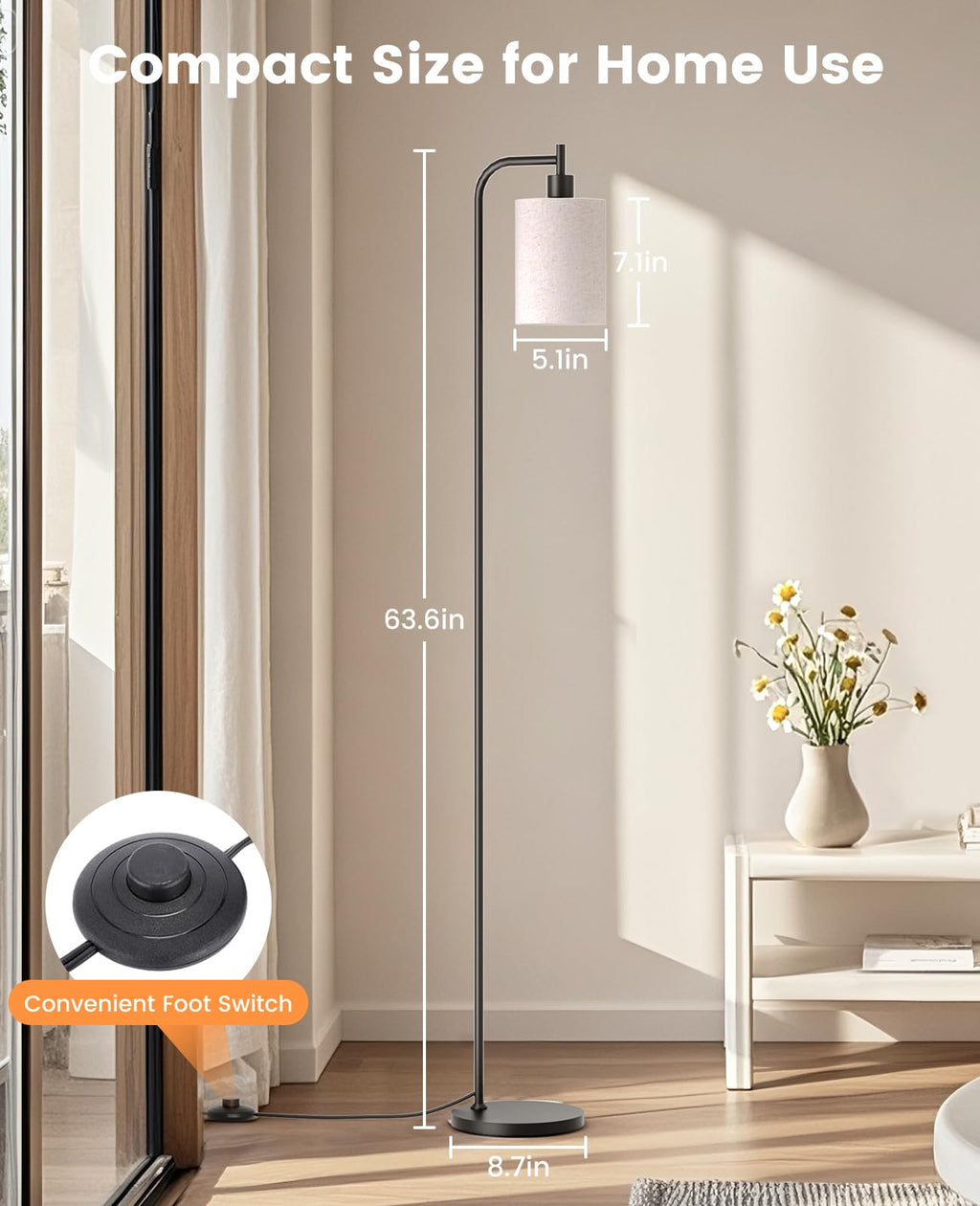 Floor Lamps with Linen Shade Bedroom Corner