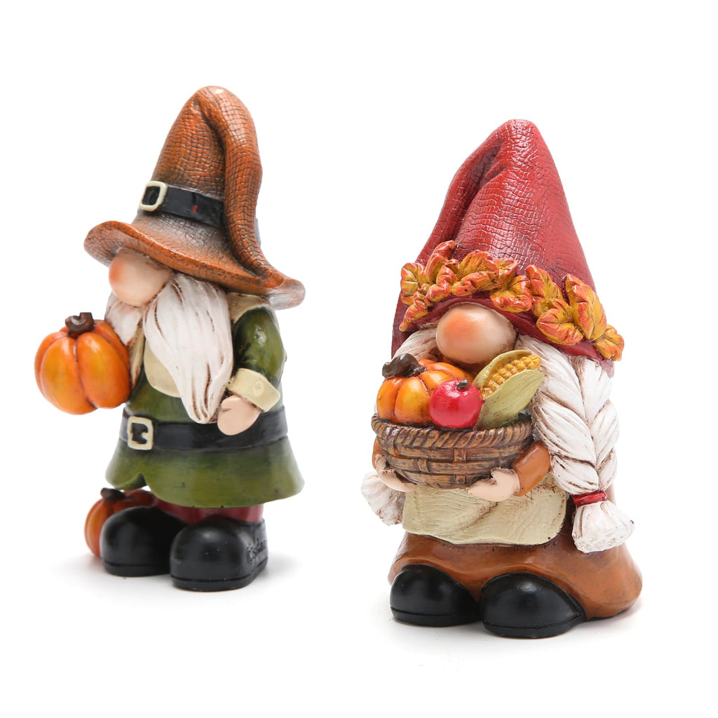 Fall Pumpkin Figurines, Thanksgiving Decorations, Set of 2