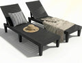 Lounge Chair Outdoor, Set of 2 High-Impact PP Tanning Chairs, Black | All-Weather UV-Resistant & Waterproof Patio