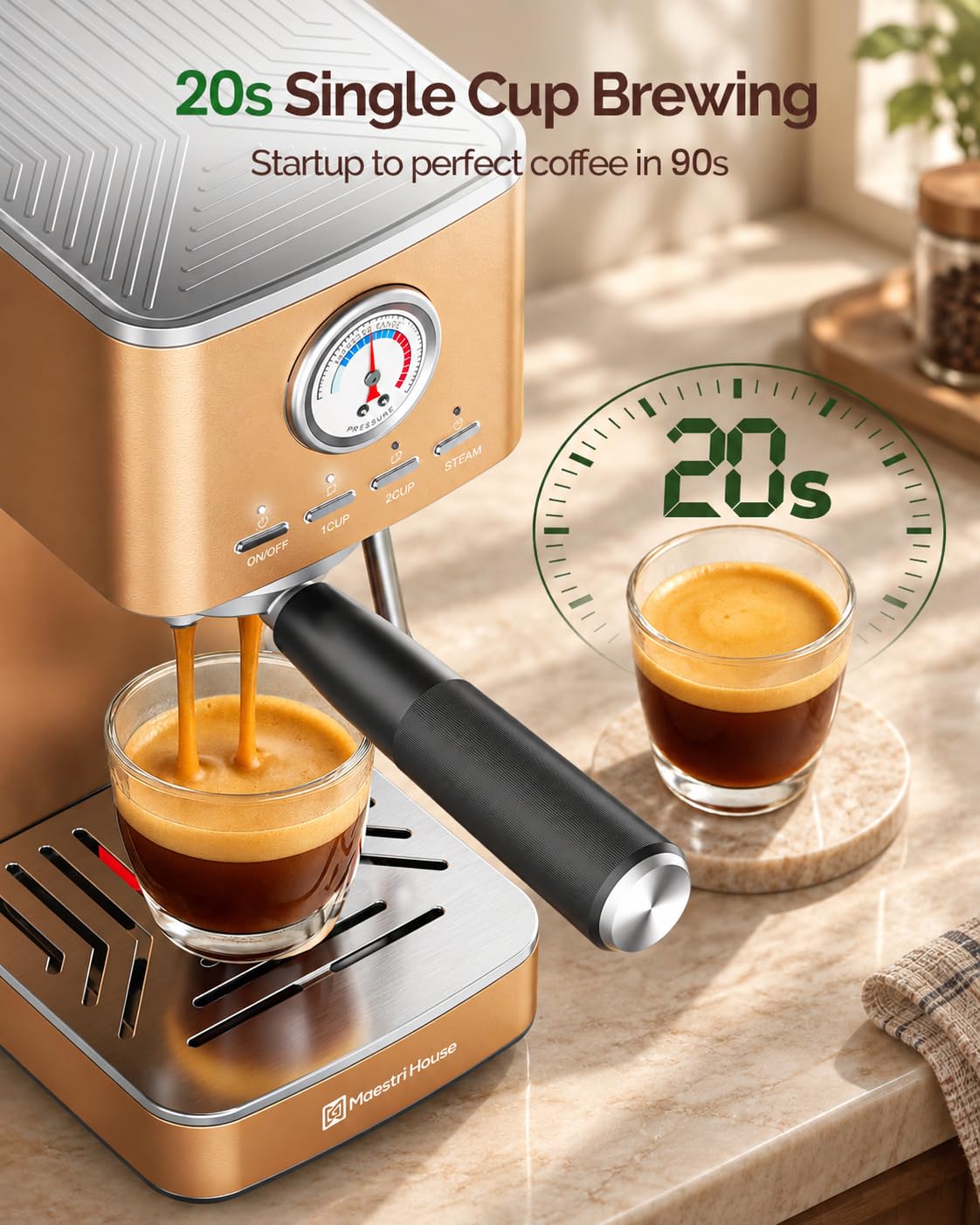 Espresso Machine with 20 Bar Italian Pump and Milk Frother