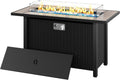 45 Inch Propane Fire Pit Table, 50,000 BTU Outdoor Gas Fire Pit & Backyard, 2-in-1 Firepit Dining Table with Glass